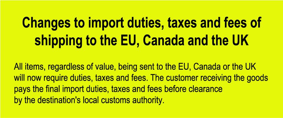 Changes to import duties, taxes and fees